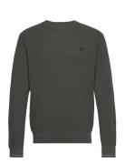 Waffle Stitch Jumper Tops Knitwear Round Necks Green Fred Perry