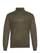 Mélange Roll Neck Knit Tops Knitwear Turtlenecks Khaki Green Lindbergh