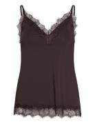 Rwbillie Sl Lace Strap Top Tops T-shirts & Tops Sleeveless Brown Rosem...