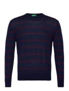 Sweater L/S Tops Knitwear Round Necks Navy United Colors Of Benetton