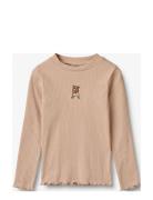 T-Shirt L/S Louann Tops T-shirts Long-sleeved T-Skjorte Beige Wheat