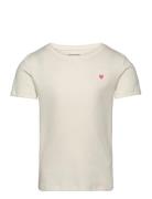 Solid Rib T-Shirt Tops T-Kortærmet Skjorte Cream Tom Tailor