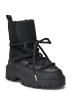 Real Shearling Lace-Up Snowboot Shoes Wintershoes Black Tommy Hilfiger