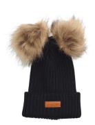 Merino Double Furry Beanie Accessories Headwear Hats Beanie Black Gugg...