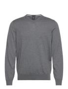 Baram-L Tops Knitwear V-necks Grey BOSS