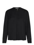 Fluid Viscose V-Neck Rlxd Blouse Tops Blouses Long-sleeved Black Tommy...