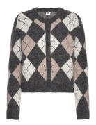 Filippa Argyle Cardigan Tops Knitwear Cardigans Grey Twist & Tango