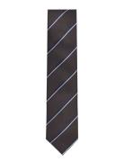 Polyester Tie With Stripe 7 Cm Slips Brown Lindbergh Black