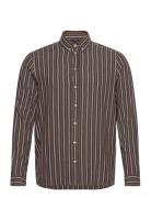 Mmgtheo Stripe Shirt Tops Shirts Casual Brown Mos Mosh Gallery