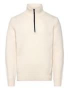 Kurano Tops Knitwear Half Zip Jumpers Cream BOSS