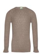 Pointelle Tee Tops Knitwear Pullovers Beige FUB