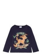 Tshirt Tops T-shirts Long-sleeved T-Skjorte Navy Bambi