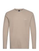 Waffle Ls-Shirt Tops T-Langærmet Skjorte Beige BOSS