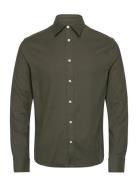 Light Flannel Slim Shirt Tops Shirts Business Green J. Lindeberg