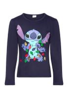 Tshirt Tops T-shirts Long-sleeved T-Skjorte Navy Lilo & Stitch