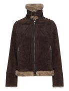 Ciara Suede Shearling Jacket Læderjakke Skindjakke Brown Jofama