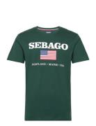 Sam Printed Tee Tops T-Kortærmet Skjorte Green Sebago