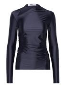 Loria - Glossy Stretch Tops T-shirts & Tops Long-sleeved Navy Day Birg...