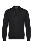 Melvin Poloshirt Tops Knitwear Long Sleeve Knitted Polos Black Oscar J...