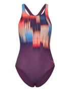 Womens Digital Printed Medalist 1 Pc Sport Swimsuits Purple Speedo