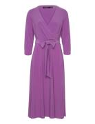 Surplice Jersey Dress Knælang Kjole Purple Lauren Ralph Lauren