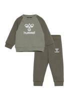 Hmlhumming Crewsuit Sets Sweatsuits Khaki Green Hummel