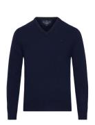 Lambswool V Neck Tops Knitwear V-necks Navy Hackett London