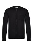 Merino Polo Collar Zip Cardigan Tops Knitwear Full Zip Jumpers Black L...