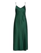 Satin Midi Slip Dress Knælang Kjole Green Polo Ralph Lauren