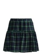 Plaid Tiered Corduroy Skirt Dresses & Skirts Skirts Short Skirts Navy ...