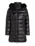 Gloss Down Tyra Coat With Fur Foret Jakke Black Tommy Hilfiger