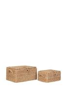 Tine - Baskets, Seagrass/Metal, Natural, Set Of 2 Home Storage Storage...