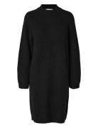 Slflulu Ls High Neck Knit Dress Knælang Kjole Black Selected Femme