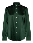 30Mm Silk Charmeuse-Lsl-Bfs Tops Shirts Long-sleeved Khaki Green Polo ...