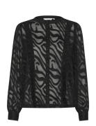 Cryana Shirt Tops Blouses Long-sleeved Black Cream