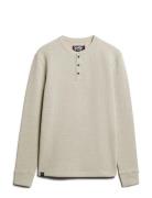 Merchant Grandad Top Tops T-Langærmet Skjorte Cream Superdry