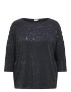 Carfoila 3/4 O-Neck Top Jrs Bf Tops Blouses Long-sleeved Navy ONLY Car...