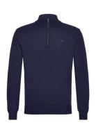 Lambswool Hzip Tops Knitwear Half Zip Jumpers Navy Hackett London