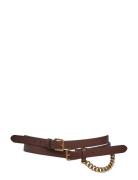 Leather Double-Wrap Chain Belt Bælte Brown Lauren Ralph Lauren