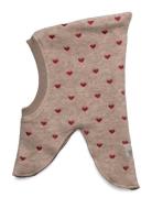 Balaclava Hearts Emb. Wool Accessories Headwear Balaclava Beige Huttel...