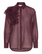 Cmbluebell-Frill-Shirt Tops Shirts Long-sleeved Burgundy Copenhagen Mu...