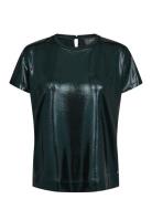 Mmnivola O-Neck Metallic Tee Tops T-shirts & Tops Short-sleeved Green ...