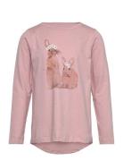 Tunic Ls W. Glitter Tops T-shirts Long-sleeved T-Skjorte Pink Minymo