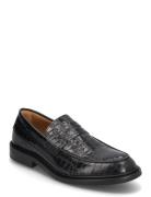 Slhcarter Leather Low Penny Loafer Loafers Flade Sko Black Selected Ho...