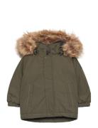 Parka W. Fake Fur Parka Jakke Green Color Kids