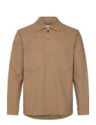 Sdneck Tops Overshirts Brown Solid