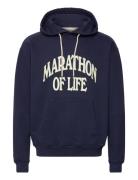 Marathon Regular Navy Hoodie Tops Sweatshirts & Hoodies Hoodies Navy P...