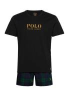 Cotton-Sle-Set Pyjamas Nattøj Black Polo Ralph Lauren Underwear