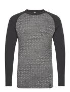 Geo Merino Wool Crew Sport Base Layer Tops Grey Bula