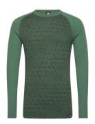 Geo Merino Wool Crew Sport Base Layer Tops Green Bula